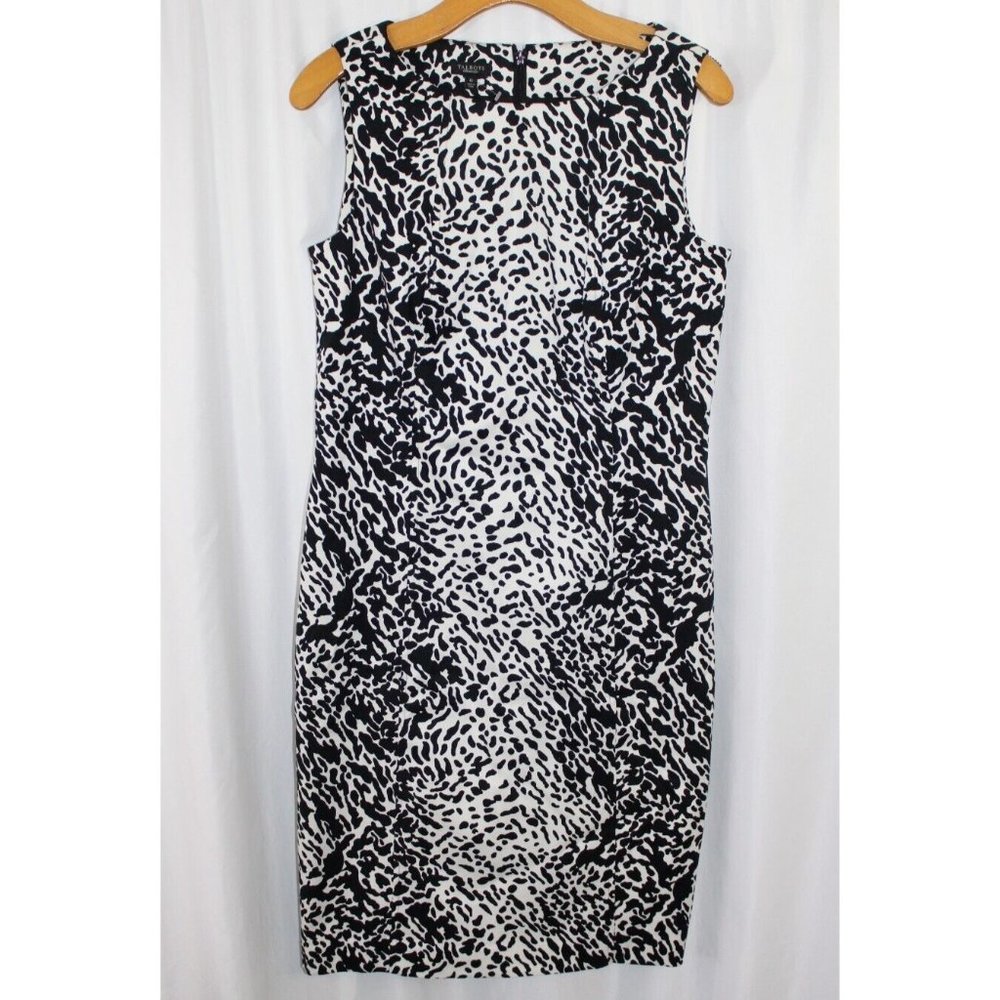 NWT Talbots $149 Womens Black White Animal Print Sleeveless Dress 10 - Picture 1 of 6